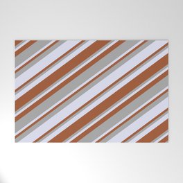 [ Thumbnail: Lavender, Sienna & Dark Grey Colored Lines/Stripes Pattern Welcome Mat ]