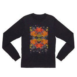 Leaves of Red Gold and Orange a Breath of Fall Long Sleeve T Shirt | Collage, Abstract, Mixed Media, Nature 