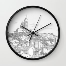 Marseille Wall Clock | Marseille, Town, Illustration, Graphite, Clearline, France, Landscape, Marseilles, Drawing, City 