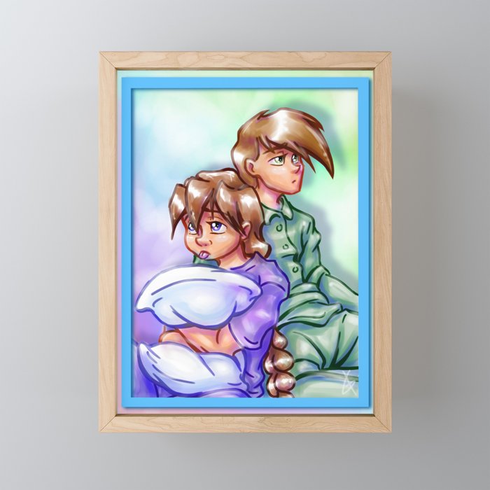 Duo and Trowa - Sleepyheads Framed Mini Art Print