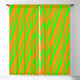 [ Thumbnail: Lime and Dark Orange Colored Stripes/Lines Pattern Blackout Curtain ]