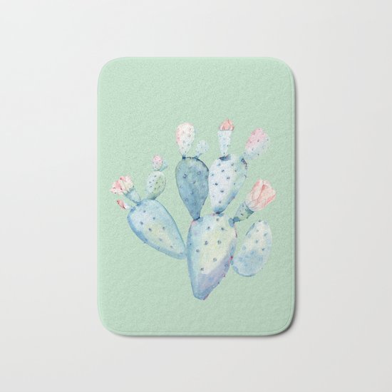 Rose Desert Cactus Light Mint Green by Nature Magick Bath Mat