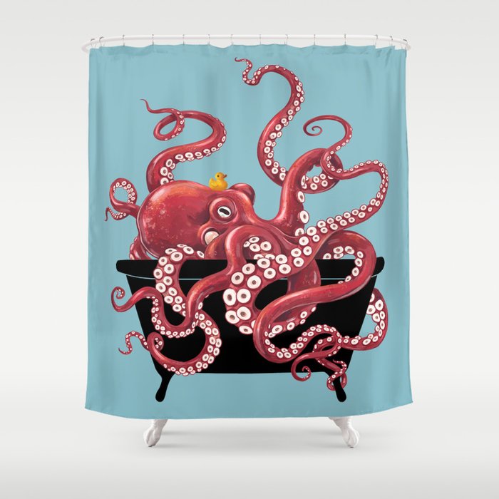 Giant Octopus in Bathtub Shower Curtain
