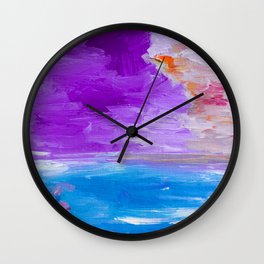 Purple Turquoise Ocean Landscape  Wall Clock