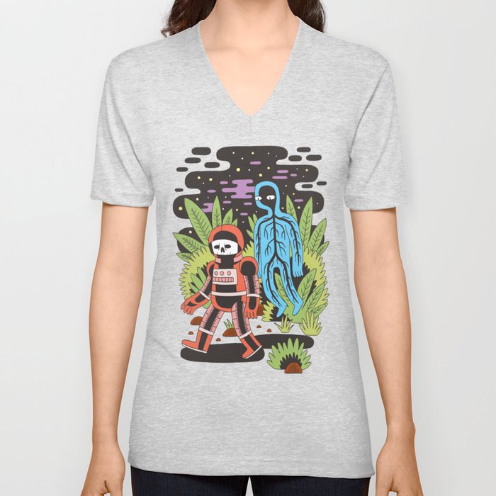 Ghost Space V Neck T Shirt