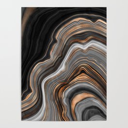 Elegant black marble with gold and copper veins Poster