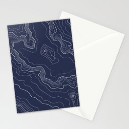 Navy topography map Stationery Cards