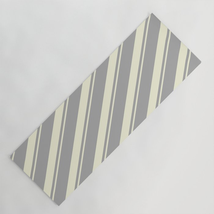 Dark Gray & Beige Colored Striped/Lined Pattern Yoga Mat