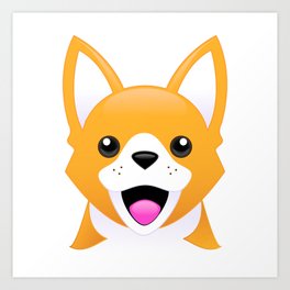 Corgi Emoji Style Art Print