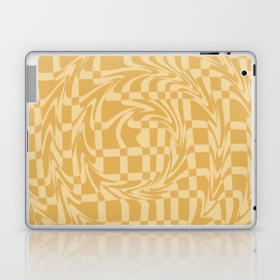 Retro Yellow Check Swirl Laptop & iPad Skin