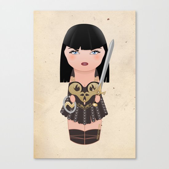 Kokeshi Xena, warrior princess Canvas Print