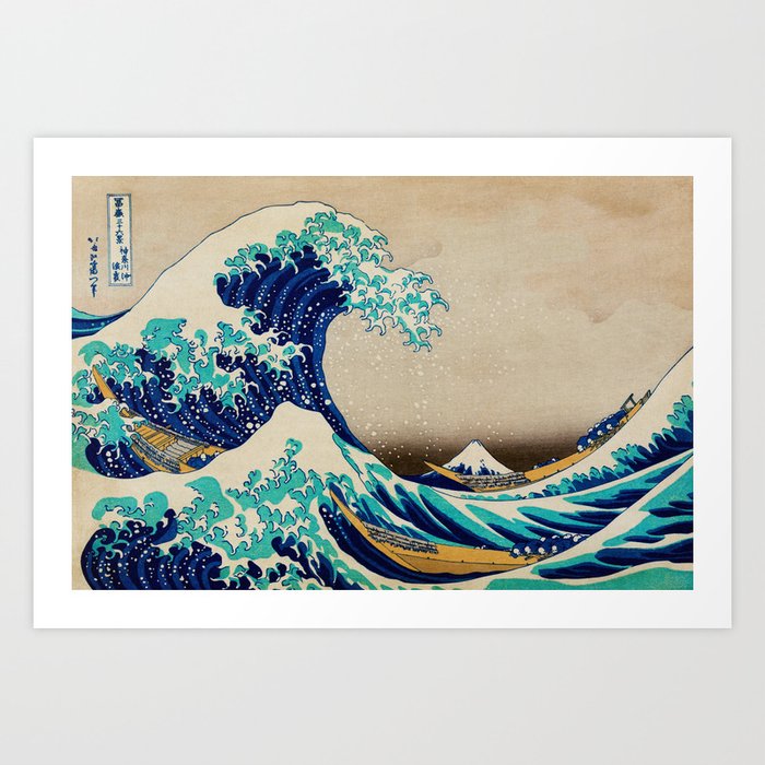 The Great Wave off Kanagawa; Japan Kantō region of Honshu nautical landscape painting by Katsushika Hokusai Art Print