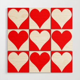 Heart Pattern--Red & White Wood Wall Art