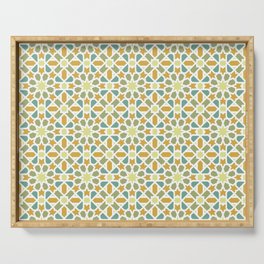 Yellow Stars and Green Flowers ARABIC TILES Serving Tray