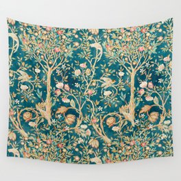 William Morris Vintage Melsetter Teal Blue Green Floral Art Wall Tapestry