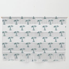 Teal Blue Palm Trees Pattern Wall Hanging
