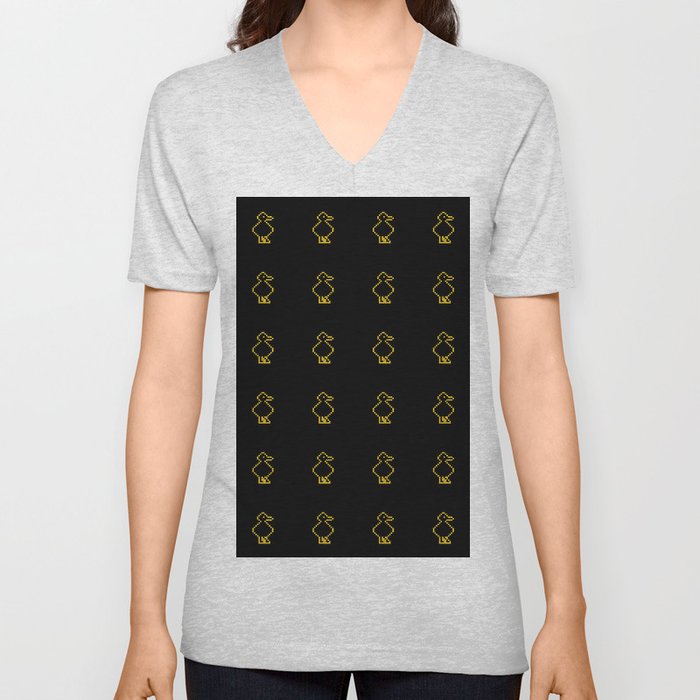 Chick in pixel art 5 V Neck T Shirt