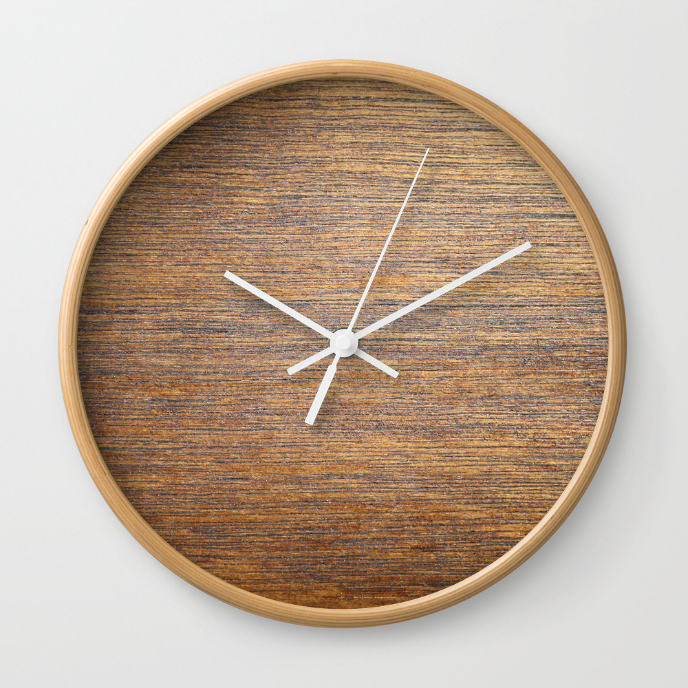 Rustic Brown Gold Wood Texture Wall Clock By Pink Water Society6