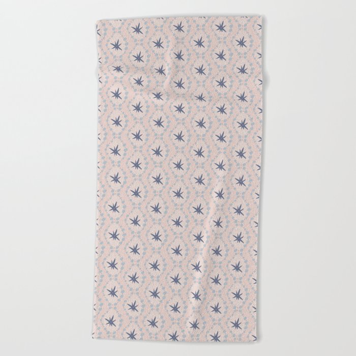 pink-blue-floral Beach Towel