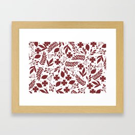 Red Floral Vine Pattern Framed Art Print