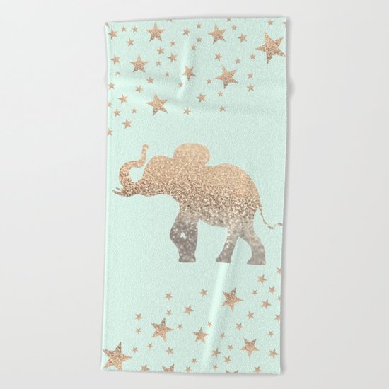 ELEPHANT - GOLD MINT Beach Towel