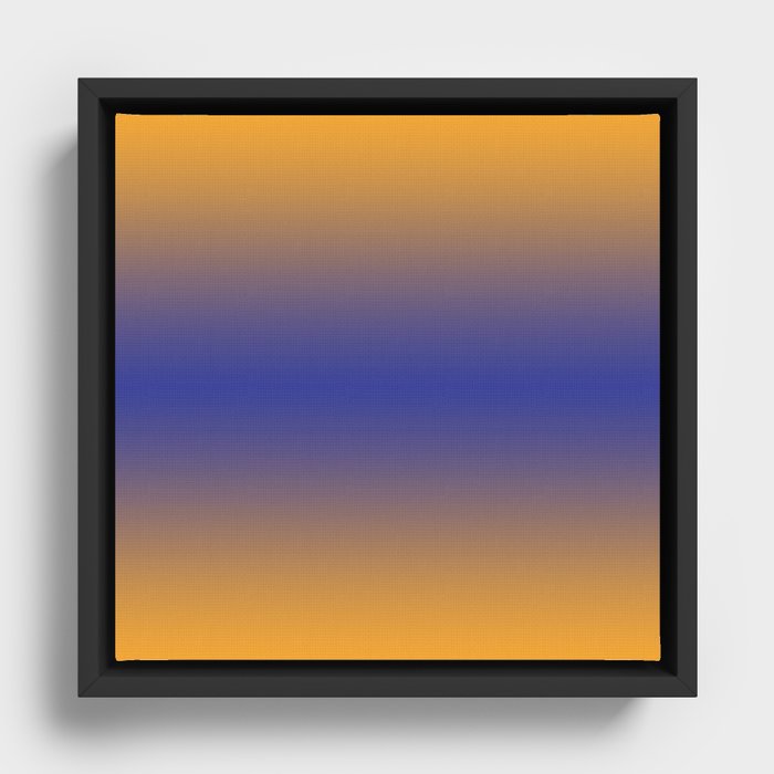Modern Electric Blue And Hot Orange Ombre Gradient Abstract Pattern Framed Canvas