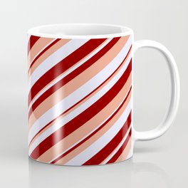 [ Thumbnail: Lavender, Maroon, and Dark Salmon Colored Striped/Lined Pattern Coffee Mug ]