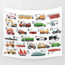 Transportation alphabet Wall Tapestry