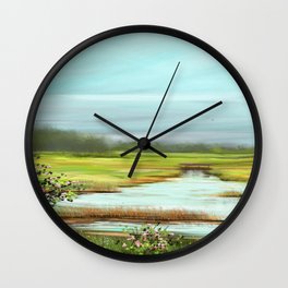 Wild Roses on a Field Wall Clock