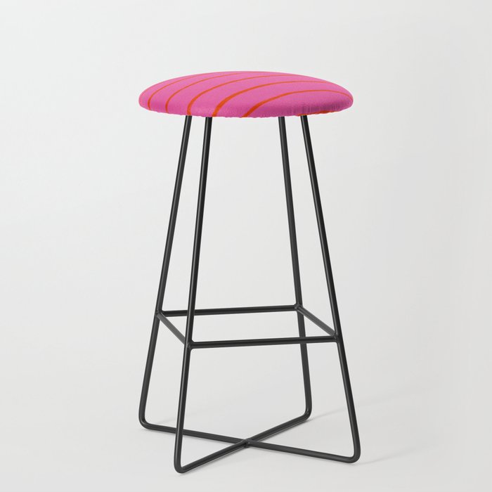Bold Red Stripes on Tropical Pink Bar Stool