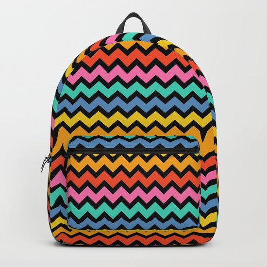 Happy Zigzag on Black Backpack