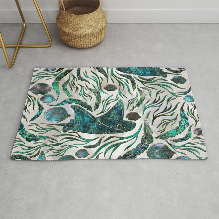 Stingray and Scat fish pattern Abalone Rug