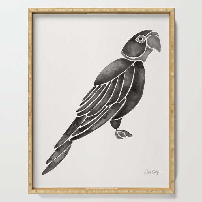 Perched Parrot – Black Palette Serving Tray
