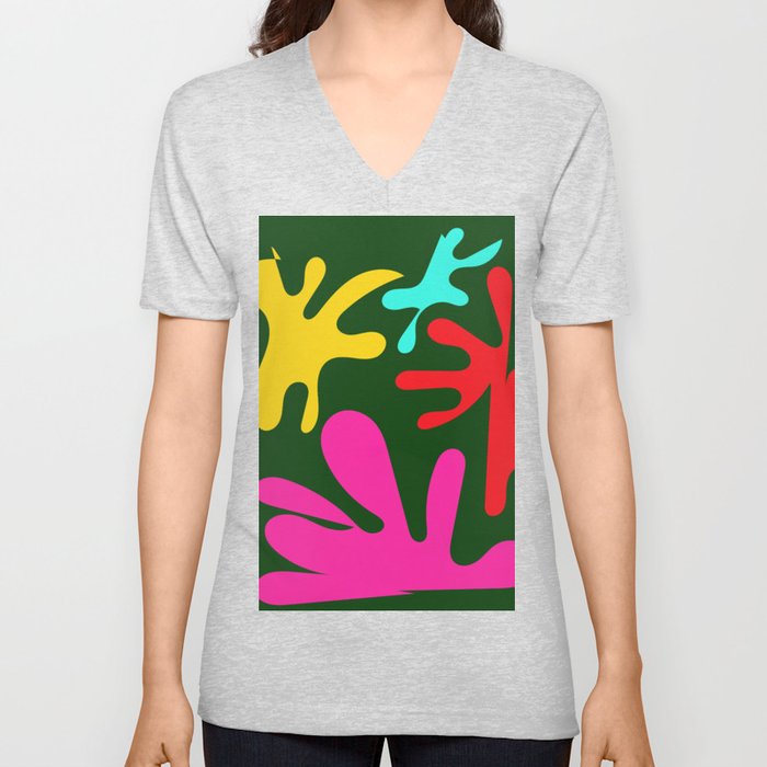 10 Matisse Cut Outs Inspired 220602 Abstract Shapes Organic Valourine Original V Neck T Shirt