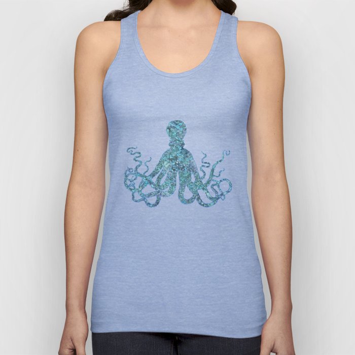 Blue Turquoise Shimmering Octopus Tank Top