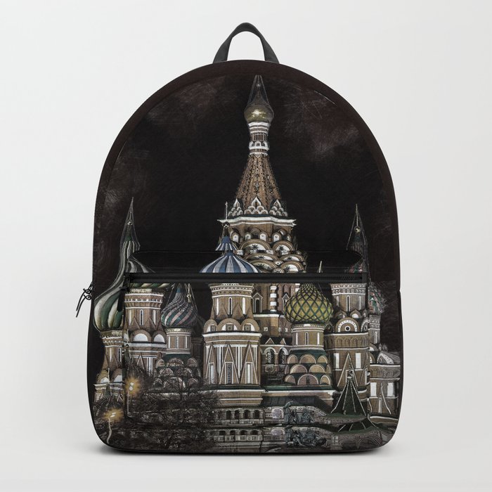 Saint Basil's Cathedral - red sky, Moscow, Russia Backpack