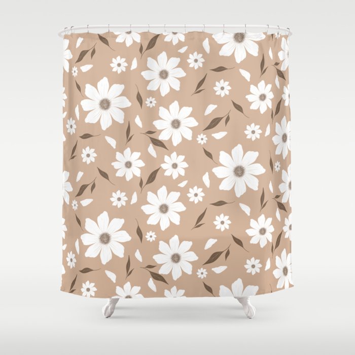 Flowers and leafs cream Shower Curtain