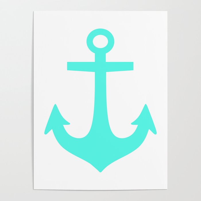 Anchor (Turquoise & White) Poster