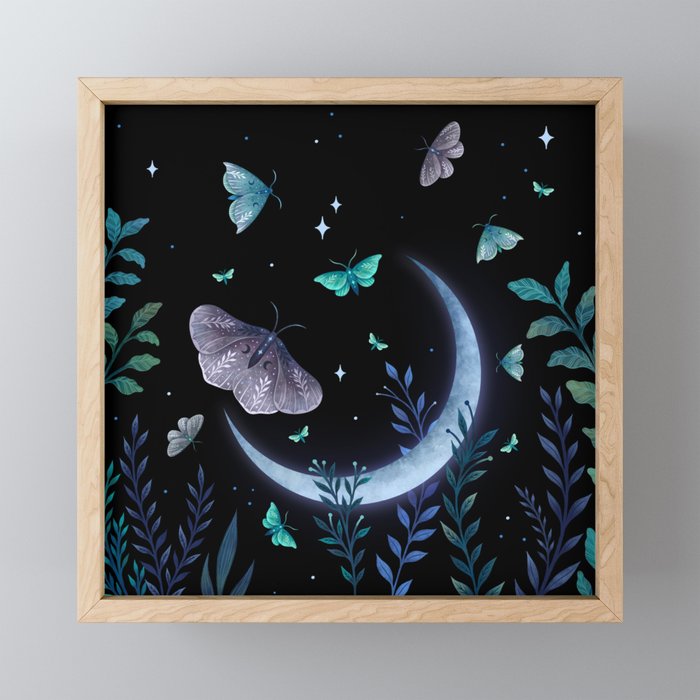 Moth Garden Framed Mini Art Print