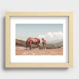 Wild Horses - Horse Photography - Mountains Wanderlust Travel photography by Ingrid Beddoes  Recessed Framed Print