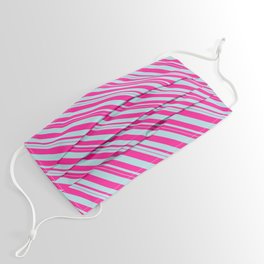 [ Thumbnail: Deep Pink & Powder Blue Colored Striped Pattern Face Mask ]