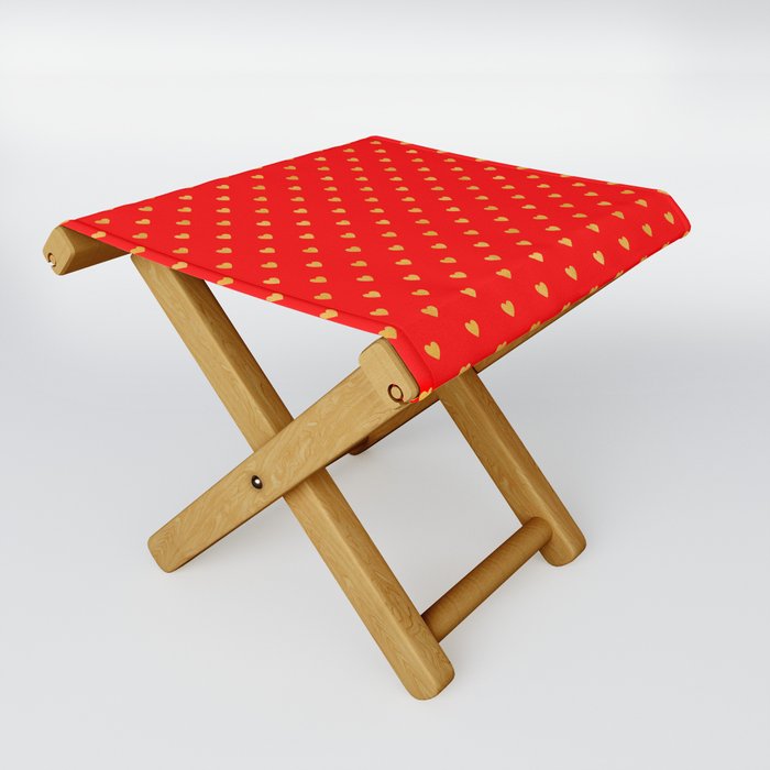 Gold And Red Heart Collection Folding Stool