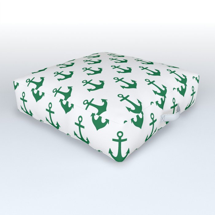Anchors (Olive & White Pattern) Outdoor Floor Cushion