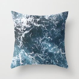 Blue Ocean Crashing Sea Waves Throw Pillow