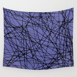 Black and Periwinkle Criss Cross Line Pattern - Pantone 2022 Color of the Year Very Peri 17-3938 Wall Tapestry