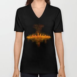 Cleveland City Skyline Hq V4 V Neck T Shirt