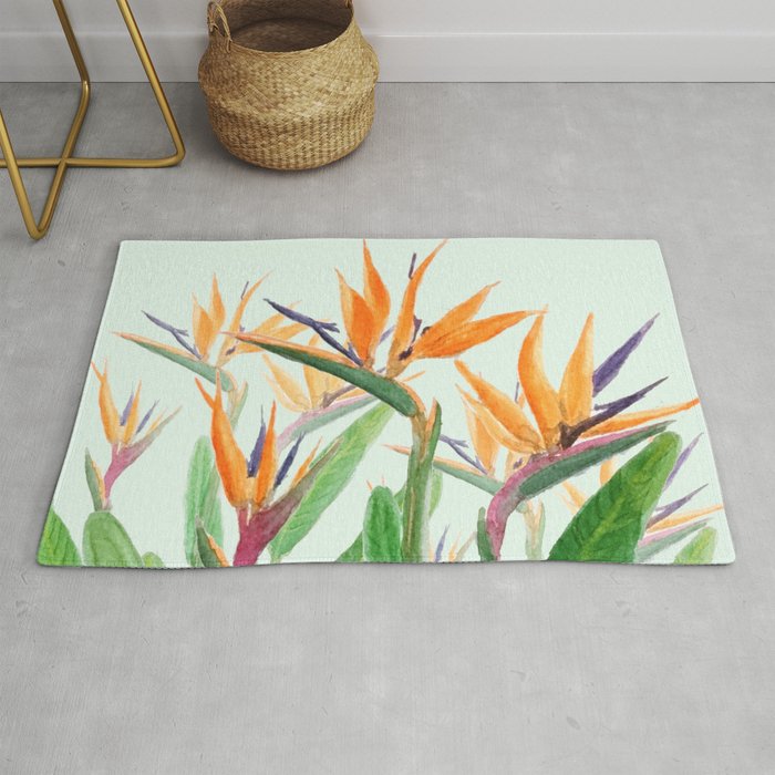 Bird Of Paradise Flower Painting Rug By Colorandcolor Society6