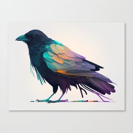 Crow with colorful wings Canvas Print
