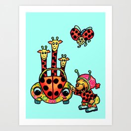 Look like a ladybug | Monica Hulsing Art Print | Feast, Kidsdesign, Friendly, Funny, Birthday, Ladybug, Drawing, Monicahulsing, Cartoon, Parties 