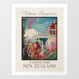 Tongariro National Park - 1920s New Zealand vintage travel poster Art Print